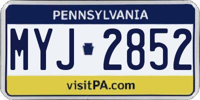 PA license plate MYJ2852
