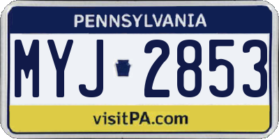 PA license plate MYJ2853