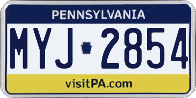 PA license plate MYJ2854