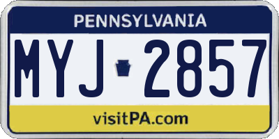 PA license plate MYJ2857