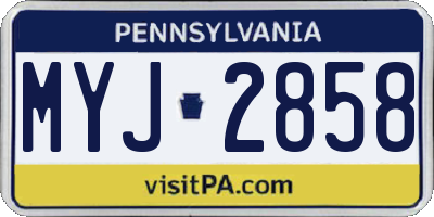 PA license plate MYJ2858