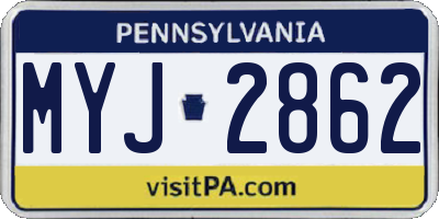 PA license plate MYJ2862