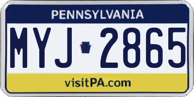 PA license plate MYJ2865