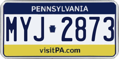 PA license plate MYJ2873