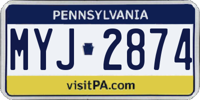 PA license plate MYJ2874