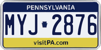 PA license plate MYJ2876