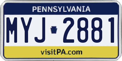 PA license plate MYJ2881
