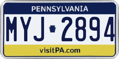 PA license plate MYJ2894