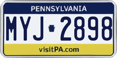 PA license plate MYJ2898