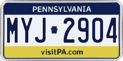 PA license plate MYJ2904