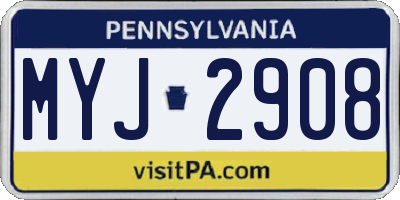 PA license plate MYJ2908