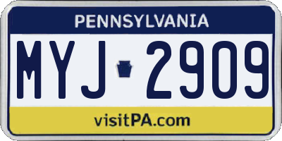 PA license plate MYJ2909