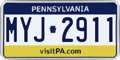 PA license plate MYJ2911