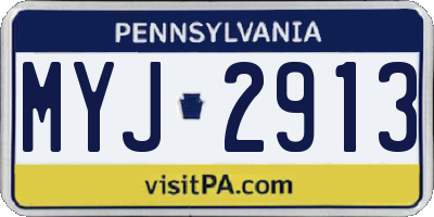 PA license plate MYJ2913