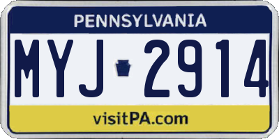 PA license plate MYJ2914
