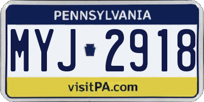 PA license plate MYJ2918