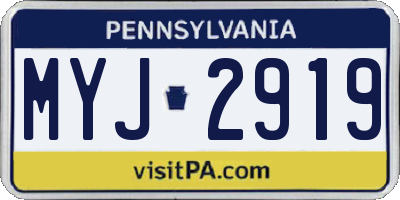 PA license plate MYJ2919