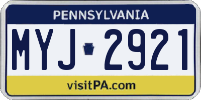 PA license plate MYJ2921