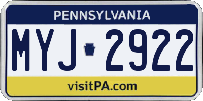 PA license plate MYJ2922