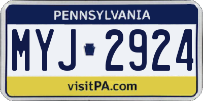 PA license plate MYJ2924