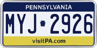 PA license plate MYJ2926
