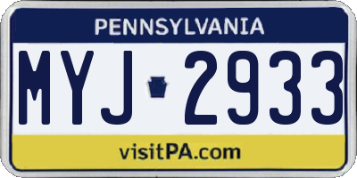 PA license plate MYJ2933