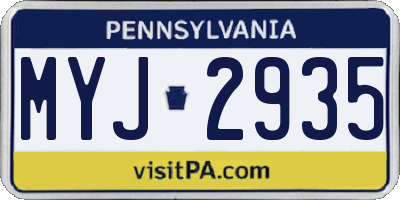 PA license plate MYJ2935