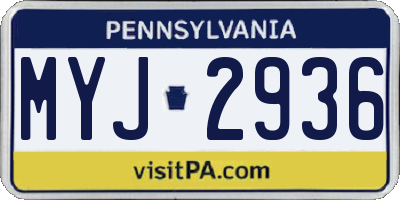 PA license plate MYJ2936