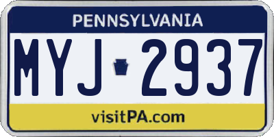 PA license plate MYJ2937