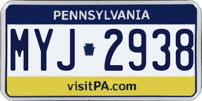 PA license plate MYJ2938