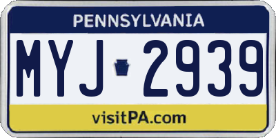 PA license plate MYJ2939