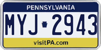 PA license plate MYJ2943