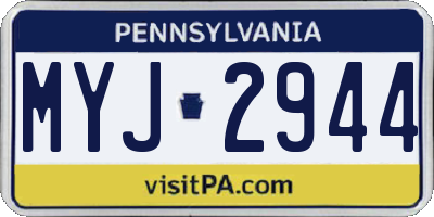 PA license plate MYJ2944