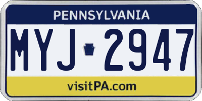 PA license plate MYJ2947