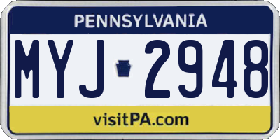 PA license plate MYJ2948