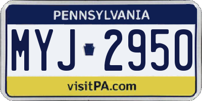 PA license plate MYJ2950