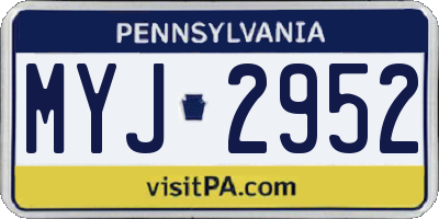 PA license plate MYJ2952