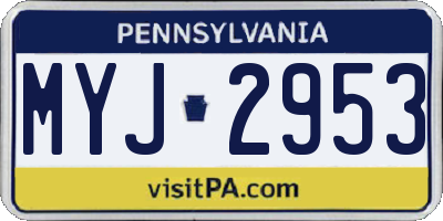PA license plate MYJ2953
