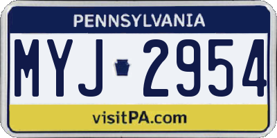 PA license plate MYJ2954