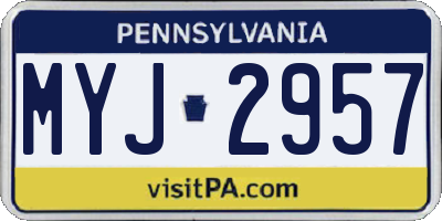 PA license plate MYJ2957