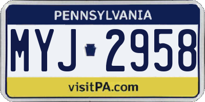PA license plate MYJ2958
