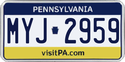 PA license plate MYJ2959