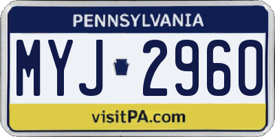 PA license plate MYJ2960