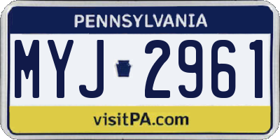 PA license plate MYJ2961