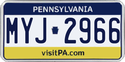 PA license plate MYJ2966