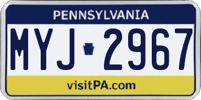 PA license plate MYJ2967
