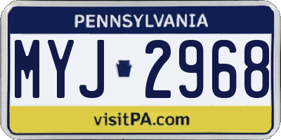 PA license plate MYJ2968