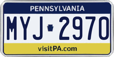 PA license plate MYJ2970