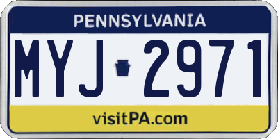 PA license plate MYJ2971