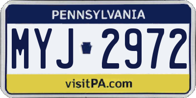 PA license plate MYJ2972